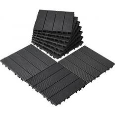Outdoor Flooring VEVOR Interlocking Deck Tiles 10 Pack 12"x12" Plastic for Porch Dark Grey
