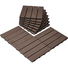 Outdoor Flooring Bed Bath & Beyond Interlocking Deck Tiles, 12"x12" Plastic Waterproof Outdoor Flooring All Weather Use, for Porch Poolside Balcony Backyard Dark Brown (27 sq. ft. composite wood plastic)