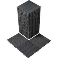 Outdoor Flooring Bed Bath & Beyond Interlocking Deck Tiles, 12"x12" Plastic Waterproof Outdoor Flooring All Weather Use, for Porch Poolside Balcony Backyard Dark Grey (36 sq. ft. PP plastic)