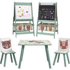 ZONEKIZ Kids Table and Chairs and Easel Set