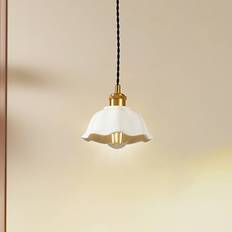 Lindby Pendant Lamps Lindby Hängeleuchte Annegret Ø 18 cm Keramik Weiß/Messing Pendelleuchte