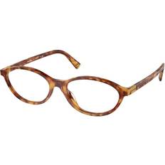 Miu Miu Glasögon & Läsglasögon Miu Miu MU09XVF Asian Fit 4BW1O1 Women’s Tortoiseshell Size Free Lenses HSA/FSA Insurance Blue Light Block Available Light Brown Tortoise (55)