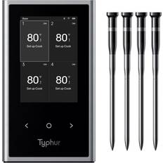 Gray Kitchen Thermometers Typhur Sync Quad Wireless 6-1/8 H x 3-7/16 W x 1-1/8 D Meat Thermometer