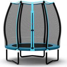 Costway 55 Inch Trampoline for Kids Toddler Mini Trampoline with Safety Enclosure Net-Blue