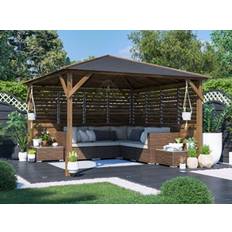 Dunster House Wooden Gazebo Kit Louvre Wall 3M x 3M