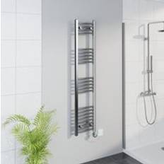 Heated Towel Rails WarmeHaus WiFi Thermostatic Curved Towel Rail Timer 1400 x 300 mm Chrome