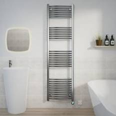 Heated Towel Rails WarmeHaus Curved Towel Rail Thermostatic Timer 1800 x 500 mm 800W Chrome