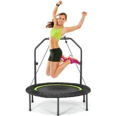 Green Fitness Trampolines Costway Green Mini Trampoline 101 cm with 2 Resistance Bands
