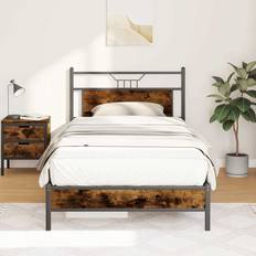 Beds & Mattresses vidaXL Bed Frame without Mattress Smoked Oak 100x190 cm