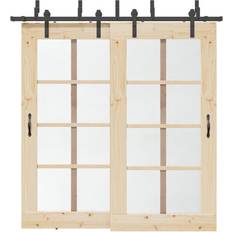Glass Sliding Doors vidaXL Hardware Kit 213.5 cm Steel Black Sliding Door (x)