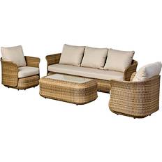Loungesæt natur Malaga Natur Loungesæt, 1 borde inkl. 2 stole & 1 sofaer