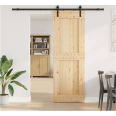 Dörrar vidaXL Med Beslag 80x210 cm Massiv Furu Skjutdörr (x210cm)
