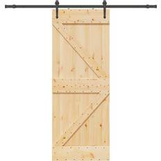 Dörrar vidaXL Med Beslag 80x210 cm Massiv Furu Skjutdörr (x210cm)