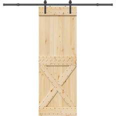 Skjutdörrar på rea vidaXL Med Beslag 80x210 cm Massiv Furu Skjutdörr (x210cm)