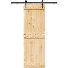 Doors vidaXL with Hardware Set 70x210 cm Solid Wood Pine - Brown Sliding Door (x210cm)