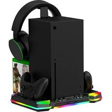 Ipega PG-XBX025S Multifunktionellt Laddningsställ Med Kylare Och RGB För Xbox Svart