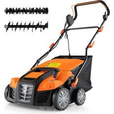 Lawn Scarifiers Costway 16-Inch Electric Lawn Dethatcher and Scarifier