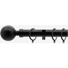 New Edge Blinds Matt Black 28mm Ball Curtain Pole 250 cm