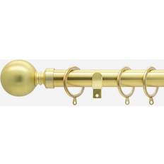Curtains & Accessories New Edge Blinds Brushed Gold 28mm Ball Fixed Length Metal Curtain Pole 160 cm