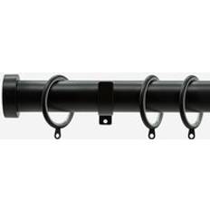 Curtains & Accessories New Edge Blinds Matt Black 28mm Stud Fixed Length Curtain Pole 75 cm