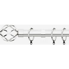 Curtains & Accessories New Edge Blinds Polished Chrome 28mm Cage Fixed Length Metal Curtain Pole 360 cm