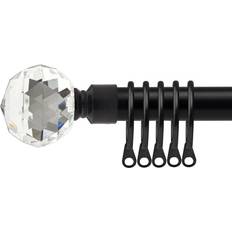 Black Curtain Accessories New Edge Blinds Cristalla Extendable Metal Curtain Pole Set 120 cm x 210 cm