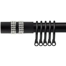 Black Curtain Accessories New Edge Blinds Sparkle Extendable Metal Curtain Pole Set 120 cm x 210 cm