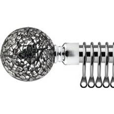Chrome Curtain Rods New Edge Blinds Mirrored Extendable Metal Curtain Pole Set 160-300 cm