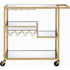 Gold Trolley Tables Homeroots Gold And Clear Glass Serving Cart 40 x 16 x 37 in Trolley Table