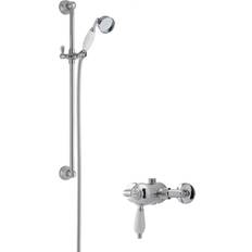 Shower Sets Balterley Traditional Exposed Manual Valve Slide Rail Shower Set Chrome, Silver