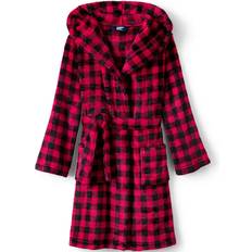 Nightgowns Children's Clothing Lands' End Kid's Fleece Hooded Robe - Red Buffalo Plaid