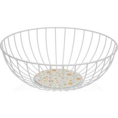 Steel Boxes & Baskets Versa White Metal Steel MDF Wood Set 28 x 11 x 28 cm Basket 3pcs