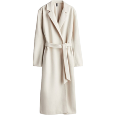 H&M Brushed-Finish Tie-Belt Coat - Light Beige