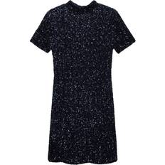 Mango Short Sleeve Sequin Dress - Night Blue