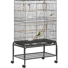 Pawhut Pets Pawhut Bird Cage with Stand Wheels Toys