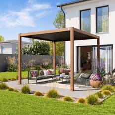 Primeyard 3 x 3 m Pergola Lamelltak Anodiserad
