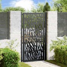 Black Gates vidaXL Garden Gate Black 105x180 cm Steel Trace Design