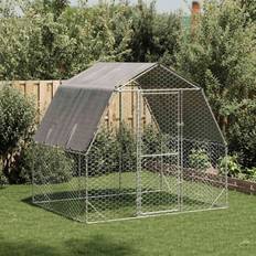 Silver Chicken Wire Fences vidaXL Chicken Run Galvanised Steel Walk-in 2.5x2.25 m