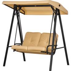Hammock 2-Sits Trädgårdsgunga Med Justerbart Tak 145 x 116 x 172 cm Beige