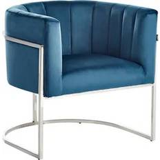 Beliani Larvik Velours Bleu Fauteuil