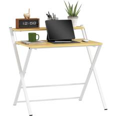 Rectangular Writing Desks Homcom Folding with 2-Tier Shelf Writing Desk