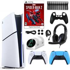 Game Consoles Sony PS5 Spider Man 2 Console with Extra Blue Dualsense Controller and Accessories Kit Multi-color