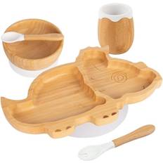 Machine Washable Baby Dinnerware Tiny Dining Bamboo Dinosaur Baby Weaning Set 5pc