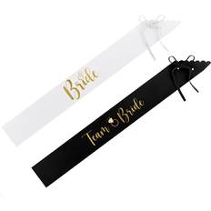 Ordensband PartyDeco Bride To Be Och Bride-Band Svart Och Vit