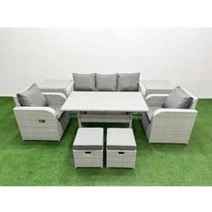 Fimous Rectangular Dining Table 2 Side Table Outdoor Lounge Set