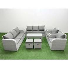 Garden & Outdoor Furniture Fimous PE Rattan High Back Sofa Outdoor Lounge Set