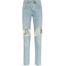 Ripped denim jeans mens Purple Brand Ripped Knee Blowout Slim Jeans - Light Indigo