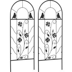OutSunny Svarta Metallspaljé 38 x 98 cm 2-pack