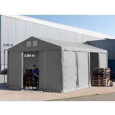 Toolport Lagertält 5x8 m 3,0 m Sidohöjd Med Skjutport PVC 850 Grå