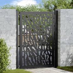 Black Gates vidaXL Garden Gate Black 105x130 cm Steel Trace Design